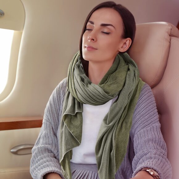 Jersey Stripe Comfort Travel Accessoriess, Blanket Scarf, Olive Stripe, 7532